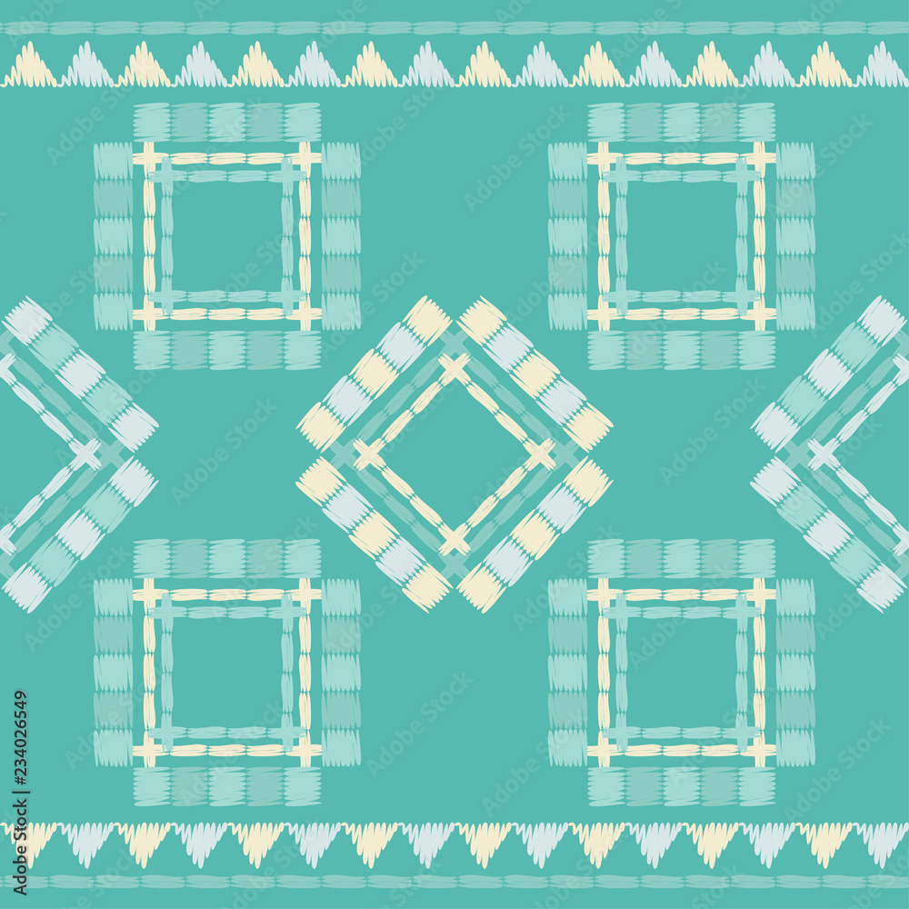 Ethnic boho seamless pattern. Embroidery on fabric. Traditional ornament. Tribal pattern. Folk motif. Can be used for wallpaper, textile, invitation card, wrapping, web page background. Ethnic boho seamless pattern. Embroidery on fabric. Traditional ornament. Tribal pattern. Folk motif. Can be used for wallpaper, textile, invitation card, wrapping, web page background.