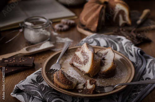 Monkey bread with chocolate, food photography photo