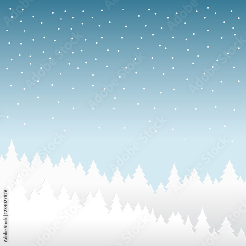 Snow and winter season background with forest landscape © shopplaywood