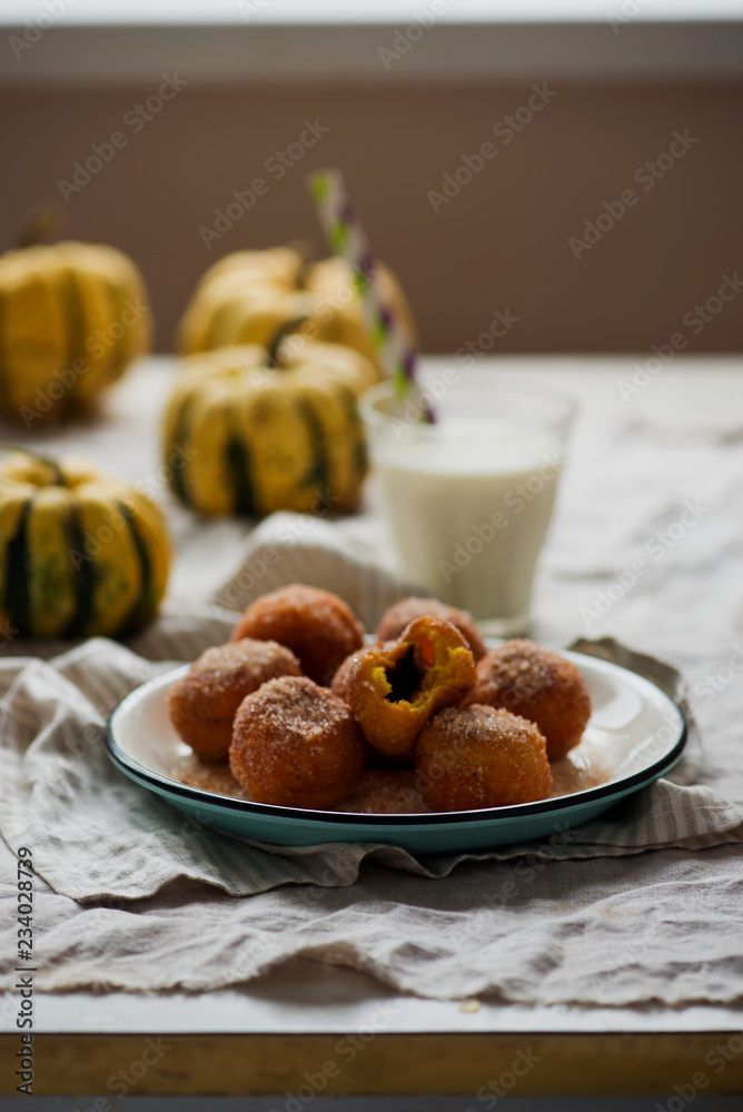 nutella stuffed pumpkin churro bites. nutella stuffed pumpkin churro bites.