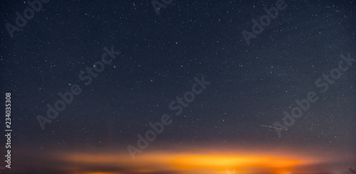 Night photo with stars long exposure