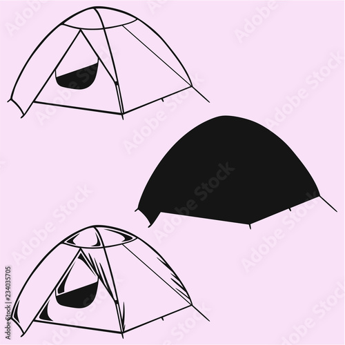tourist tent vector silhouette isolated