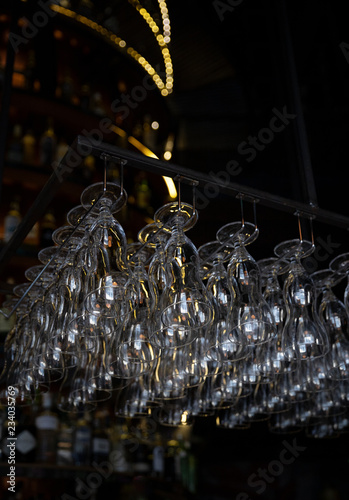 wine glasses hanging