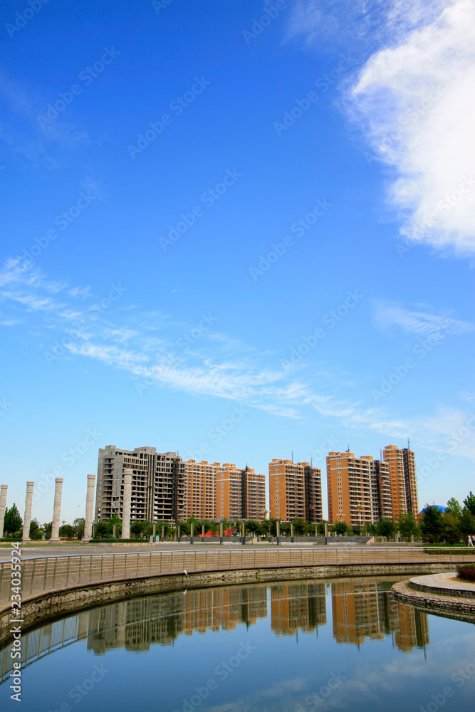 Fototapeta premium Luannan county city building scenery, China