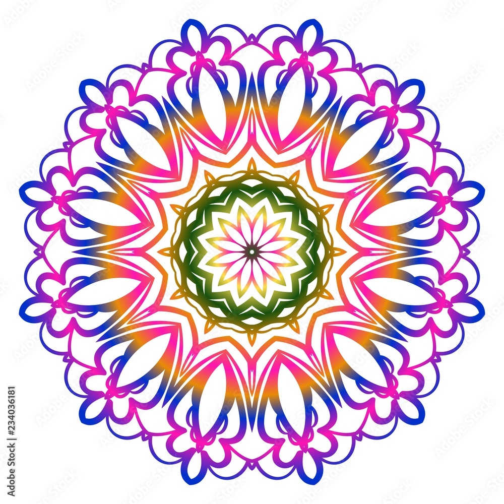Round pattern flower mandala. circle floral ornament. Legend decorative vector illustration Round pattern flower mandala. circle floral ornament. Legend decorative vector illustration