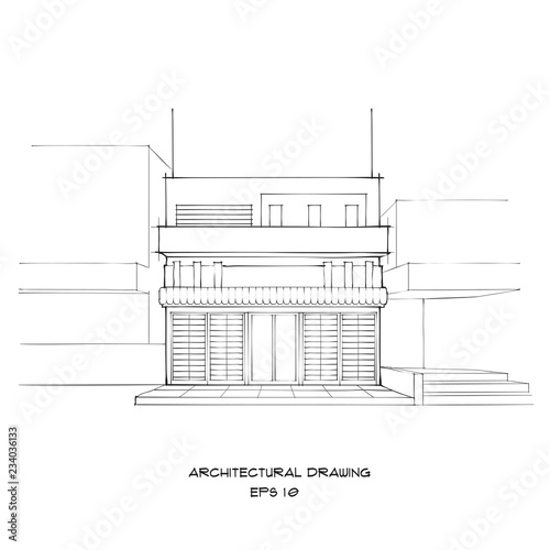 Architectural Sketch on White Background : Vector Illustration