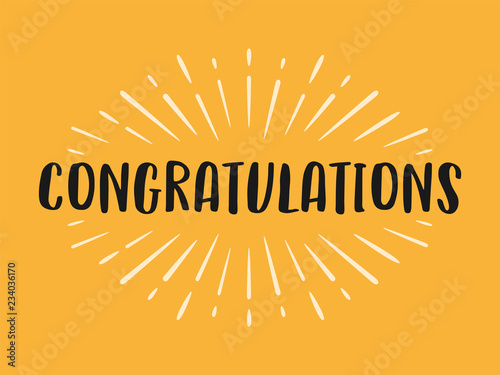 Handwritten Congratulations Card with Sunburst