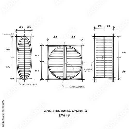 Architectural Sketch on White Background : Vector Illustration