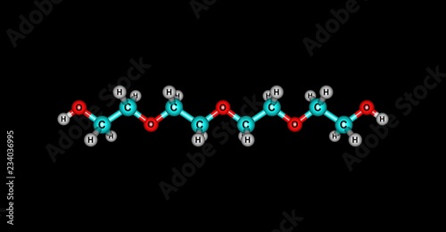 Tetraethylene glycol molecular structure isolated on black