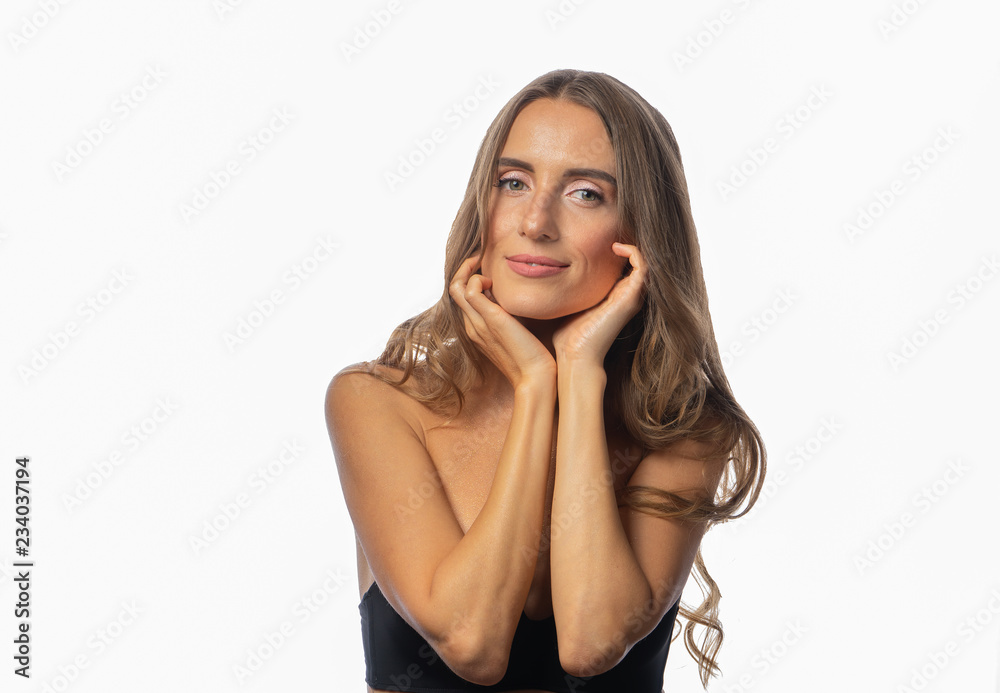 A beauty girl with a long hair and gently makeup