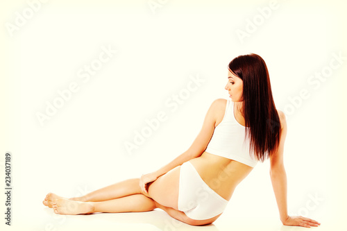 Young, sporty, fit and beautiful girl in sporty underwear.