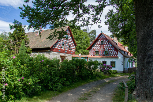 Outdoor museum Doubrava near historical city Cheb - folk architecture frame house - Czech Republic