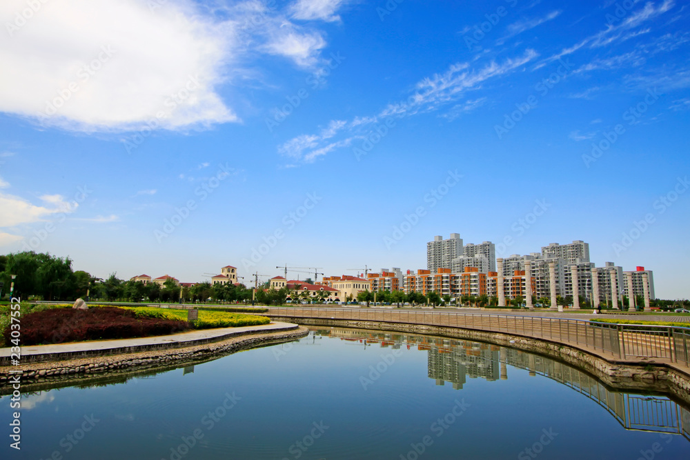 Luannan county city building scenery, China Luannan county city building scenery, China