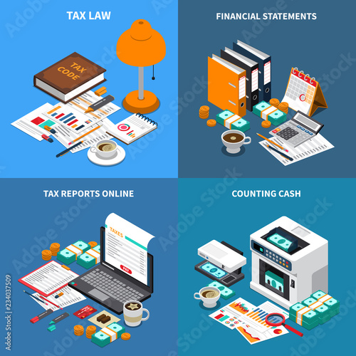 Accounting Tax Isometric Concept