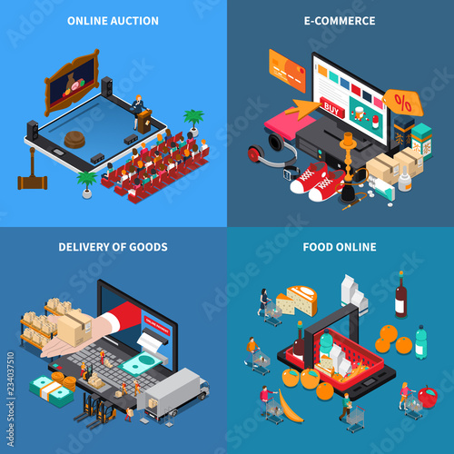 Mobile Shopping Isometric Concept