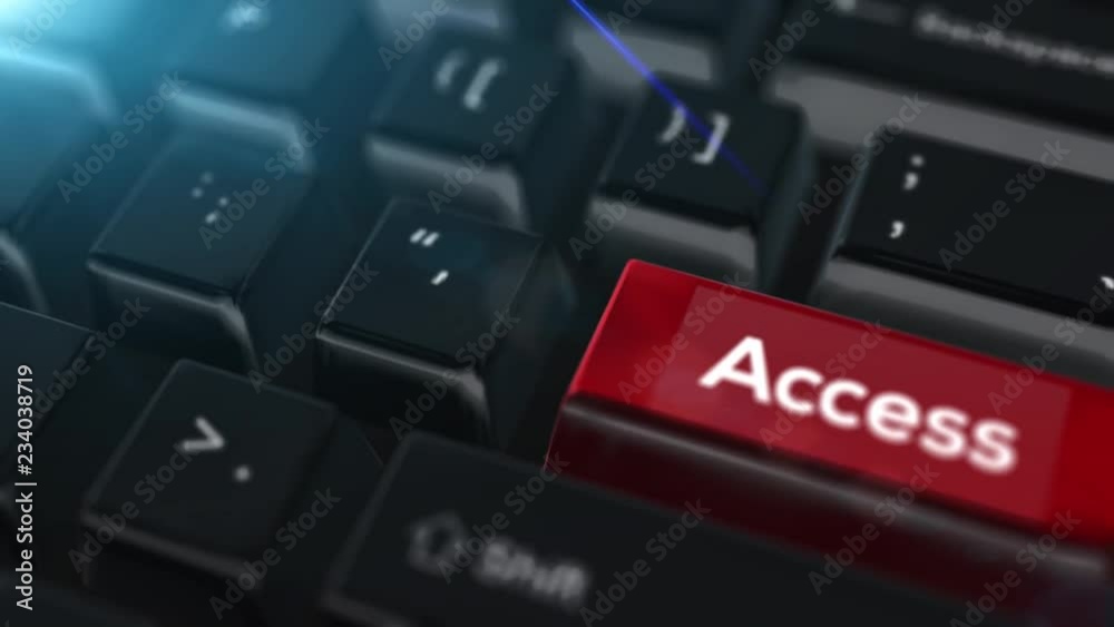 Animation close up computer keyboard with Access Button Animation close up computer keyboard with Access Button