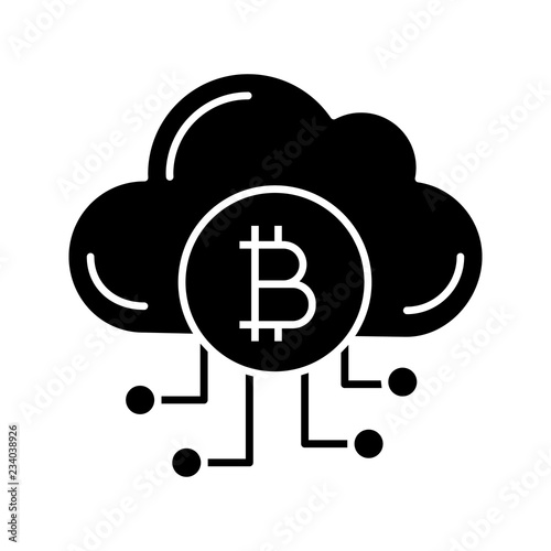 Cryptocurrency cloud mining service glyph icon