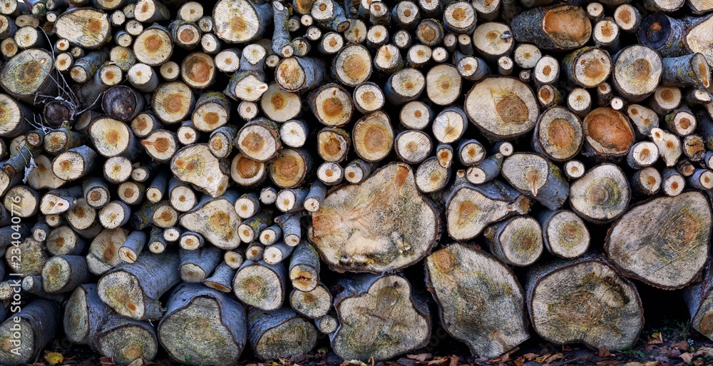 Holzstapel Kamin- Brennholz als Panoramaaufnahme Holzstapel Kamin- Brennholz als Panoramaaufnahme