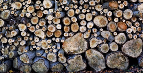 Holzstapel Kamin- Brennholz als Panoramaaufnahme