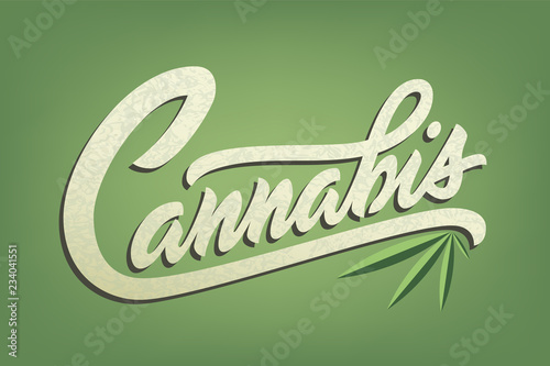 Lettering cannabis for ads, logo, banners
