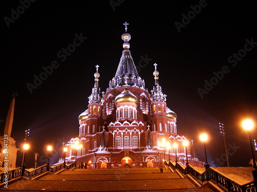 church at night