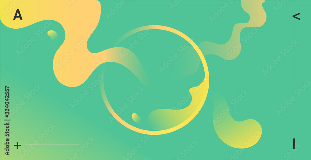Abstract green and yellow neon color background with circle in the middle. Abstract vector illustration, horizontal.