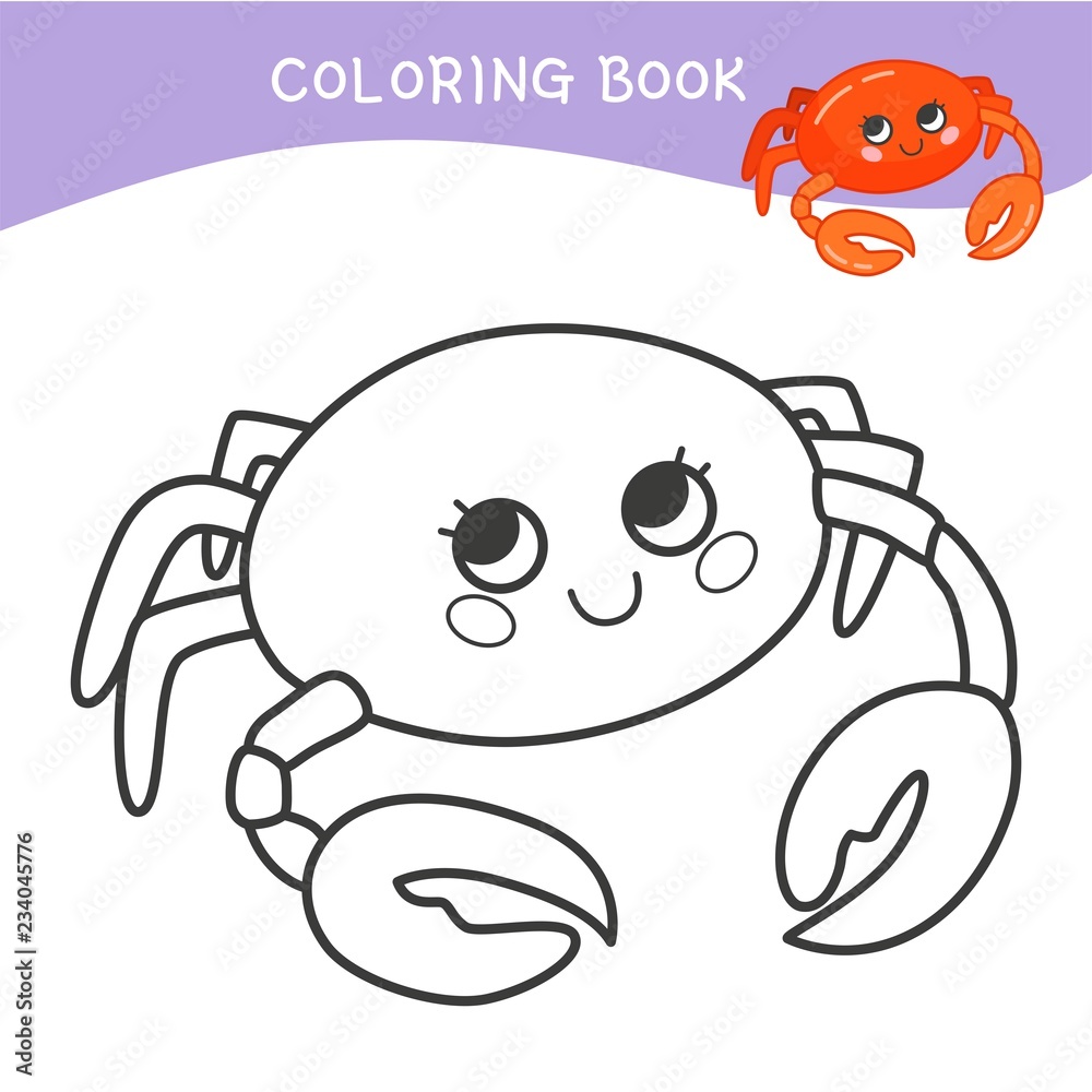 Fototapeta premium Coloring book for children. Cartoon sea animal.