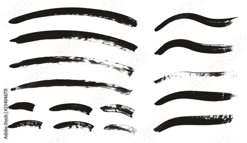 Calligraphy Paint Brush Curved Lines High Detail Abstract Vector Background Set 128