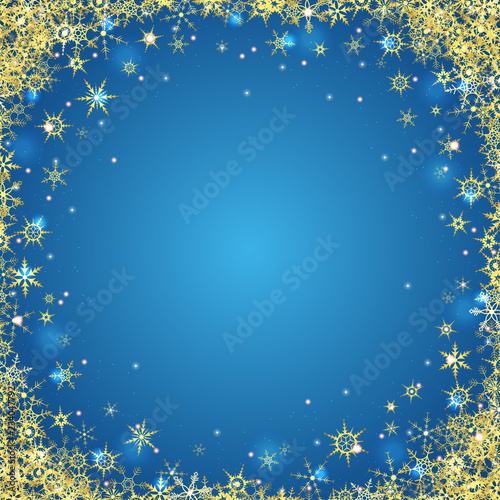 golden snowflakes on colored background