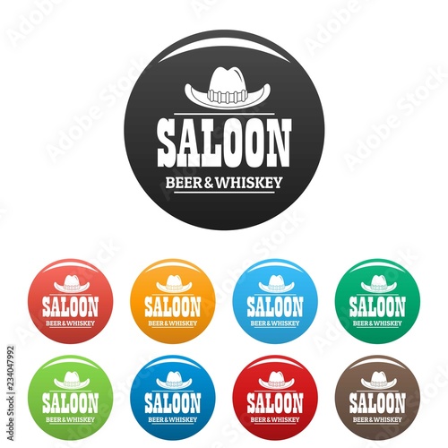 Whiskey saloon icons set 9 color vector isolated on white for any design
