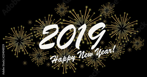 Happy New Year 2019 fireworks concept