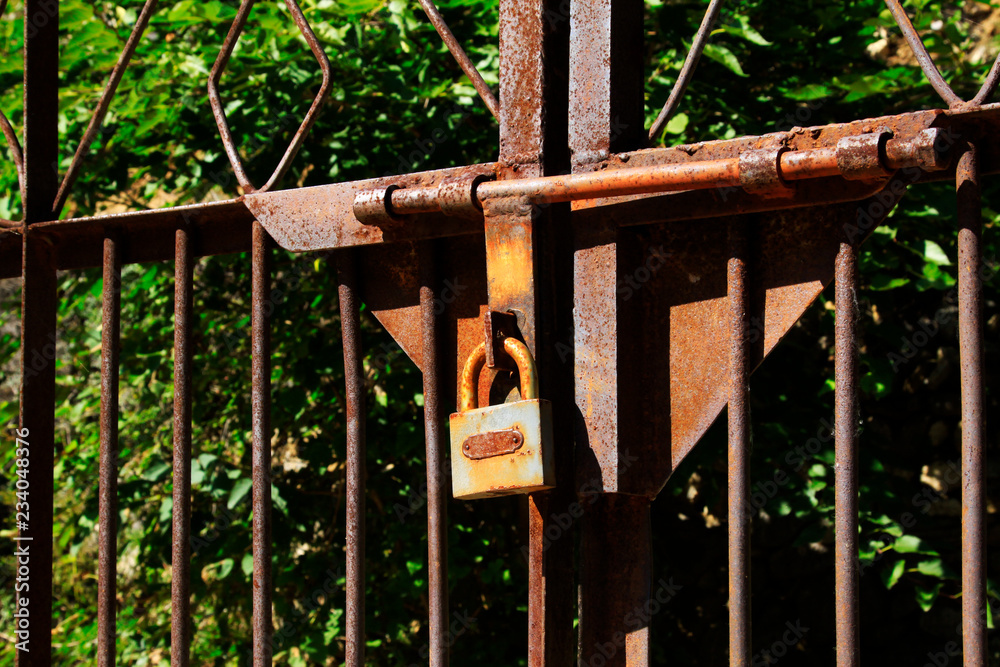 Rusty iron oxide and locks Rusty iron oxide and locks