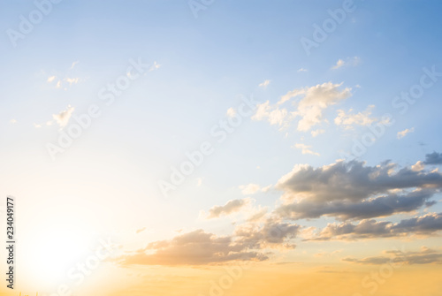 natural sunset background, evening cloudy sky scene