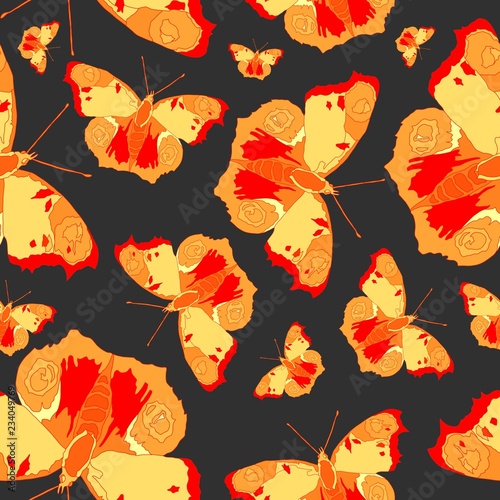 Illustration of colorful butterflies on a nice color background.