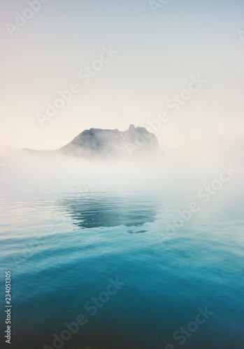 Foggy cold sea moody landscape travel misty morning view nature scenery © EVERST