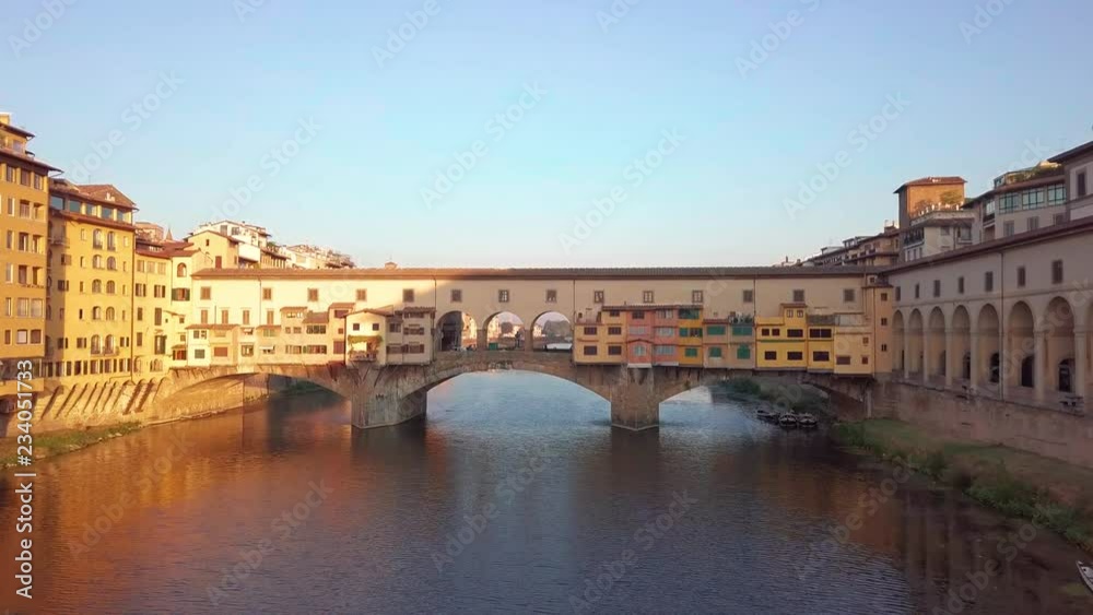 Florence Ponte Vecchio Bridge and City Skyline in Italy. Florence Ponte Vecchio Bridge and City Skyline in Italy.