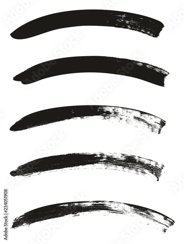Calligraphy Paint Brush Curved Lines High Detail Abstract Vector Background Set 34