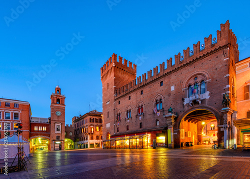 Pallazzo Communale (Palazzo Municipale) and Piazza della Cattedrale in Ferrara, Emilia-Romagna, Italy. Ferrara is capital of the Province of Ferrara