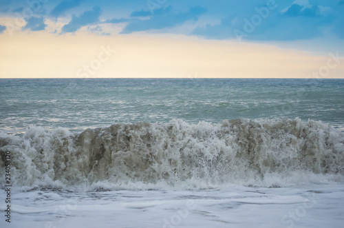 sea wave, storm on the ocean, wave coming ashore