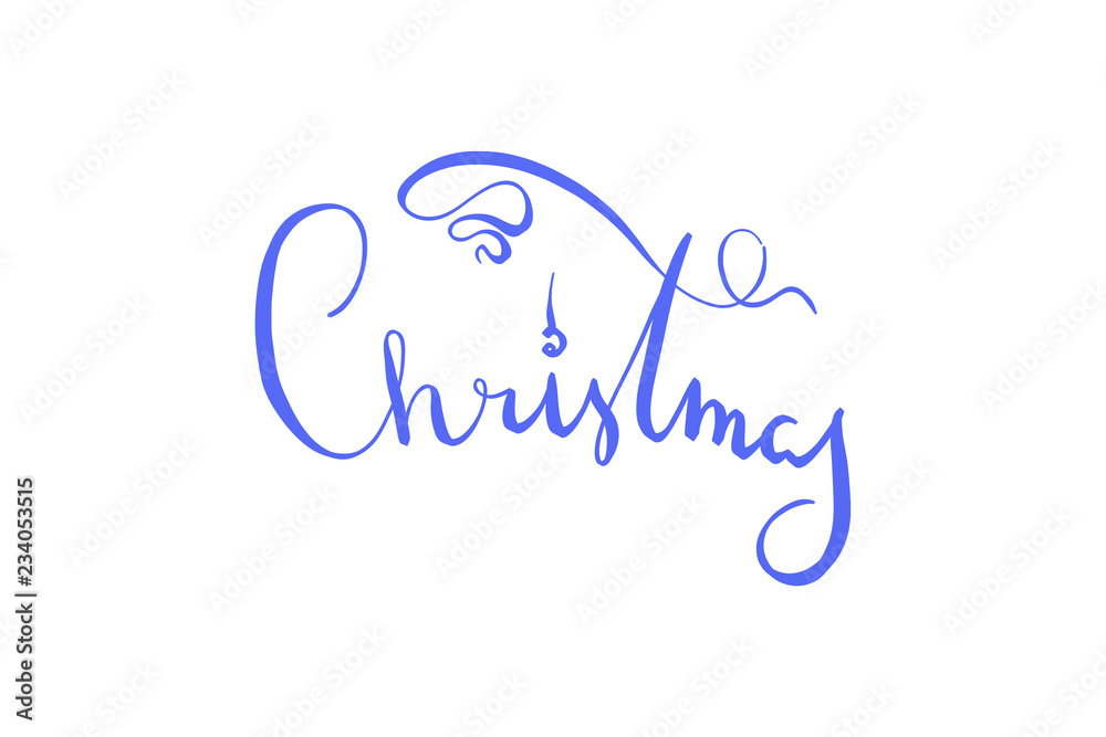 Christmas elegant blue lettering isolated on white background Christmas elegant blue lettering isolated on white background