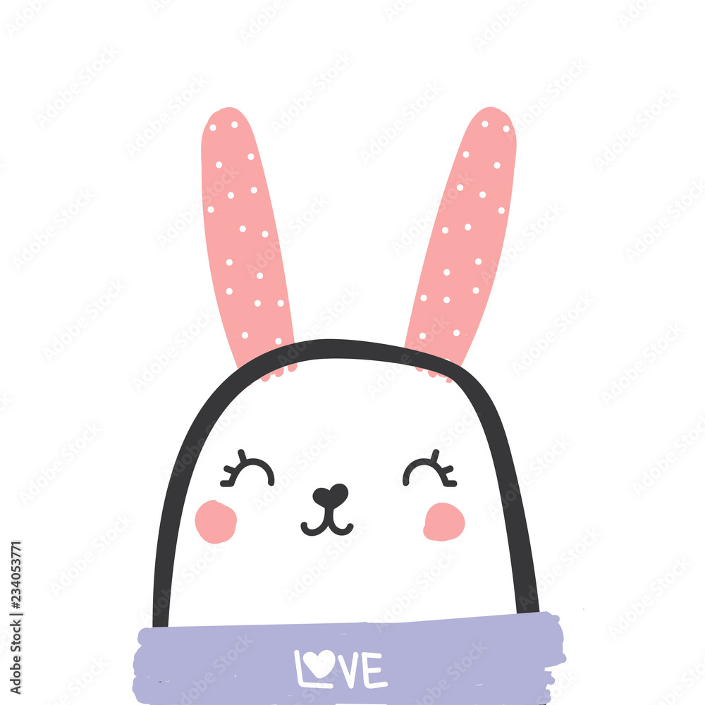Kids funny print with bunny. Vector hand drawn illustration. Kids funny print with bunny. Vector hand drawn illustration.