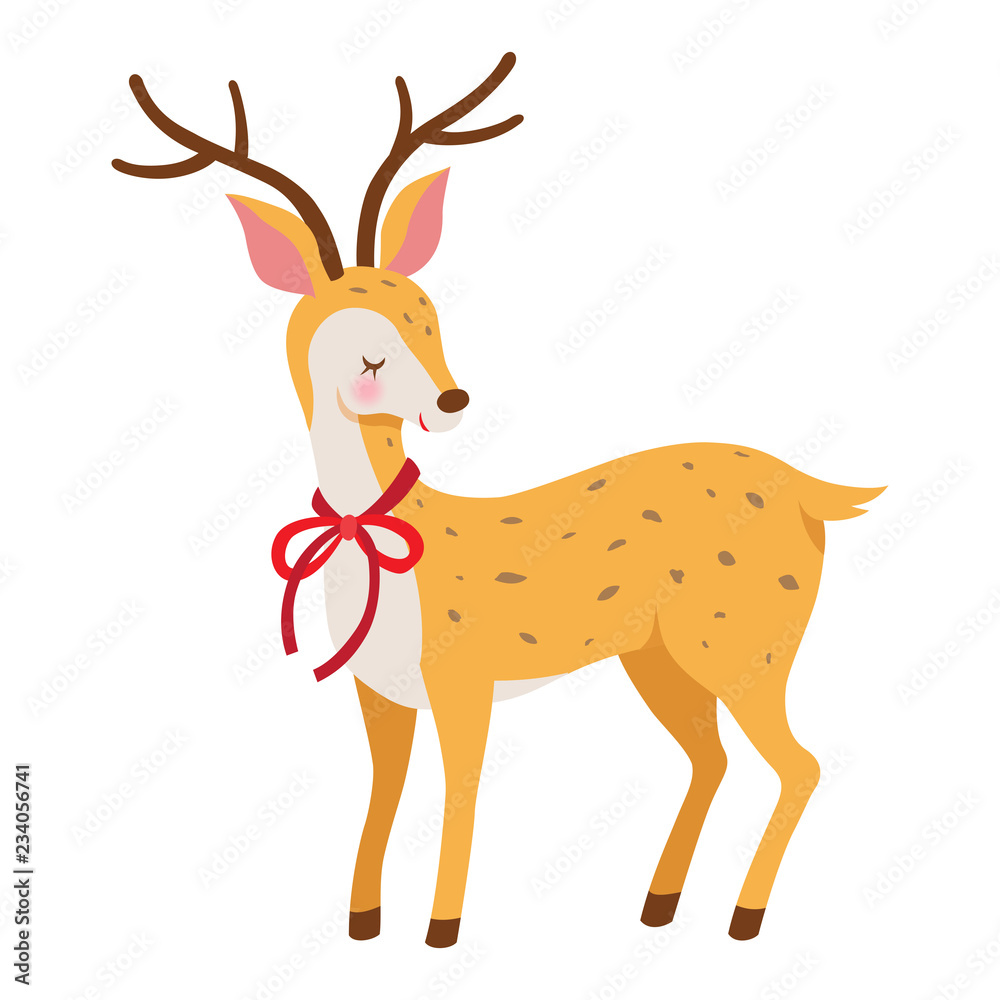 Fototapeta premium Cute deer on white background
