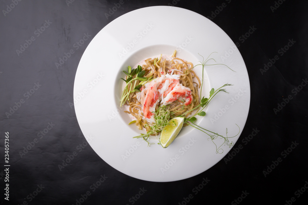 Elegant white crab meat noodles salad Elegant white crab meat noodles salad