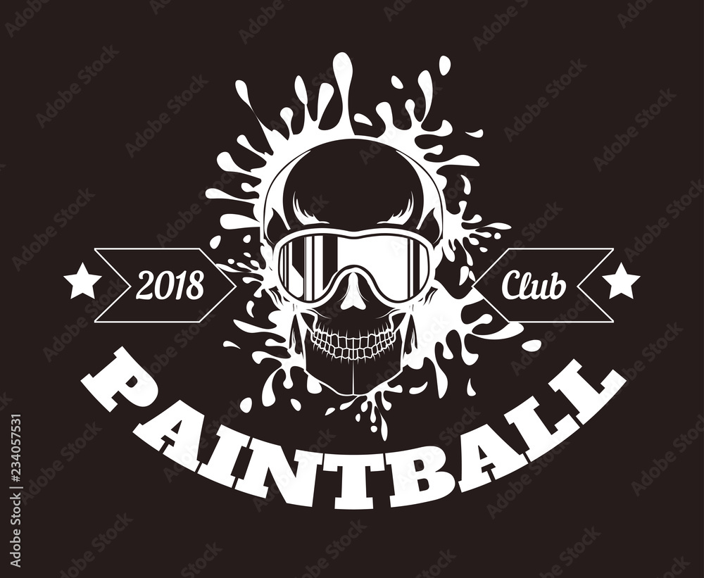 Paintball sport club with best game for real men slogan monochrome logotype. Paintball sport club with best game for real men slogan monochrome logotype.