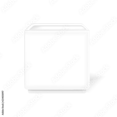 Decorative realistic square white flower vase for interior rooms
