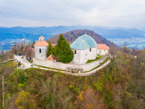 Mount Saint Mary (Slovene: Šmarna gora, Smarna gora), originally known as Holm, is an popular hiking site  north of Ljubljana, Slovenia photo