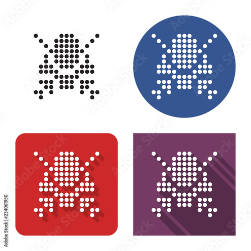 Dotted icon of swordplay in four variants. With short and long shadow