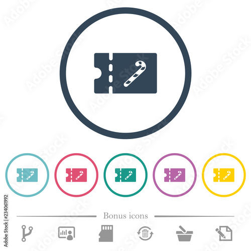 Sweet shop discount coupon flat color icons in round outlines