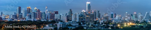 bangkok panorama view of landmark building and Suan Lum Night Bazaar in Bangkok Thailand