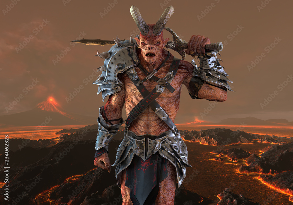 Obraz premium 3D illustration demon monster on fantasy background